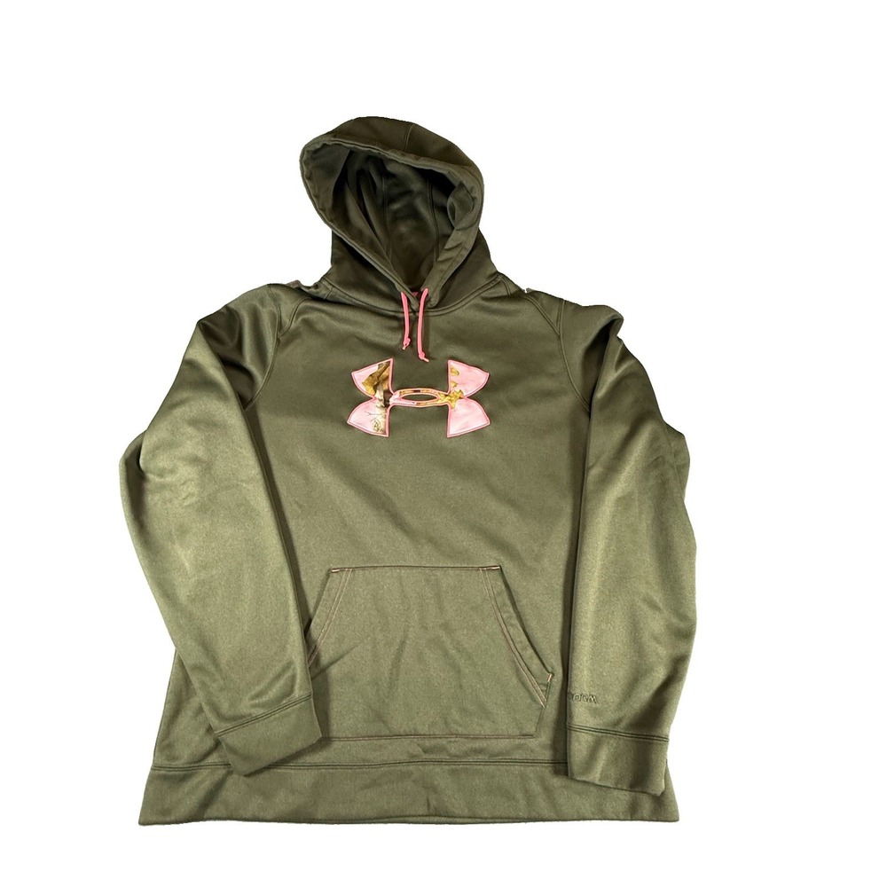 Under Armour Women's Dry-Fit Green/Pink Camo Storm ColdGear Hoodie 2X  Semi-Fit